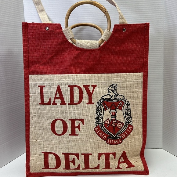 SOLD IN STORE Delta Sigma Theta Jute Bag Set - Picture 2 of 13